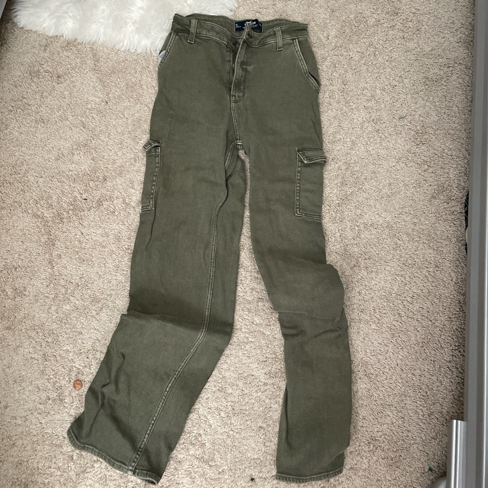 Women Olive Cargo dad jeans